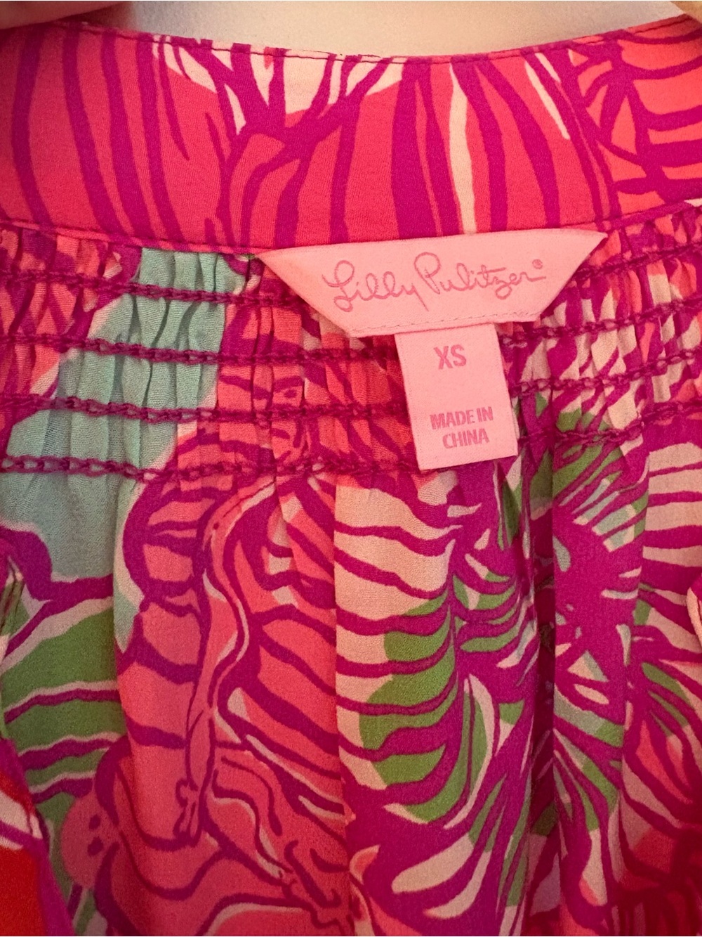 Lilly Pulitzer Bright Pink Floral V-Neck Blouse - Picture 3 of 4